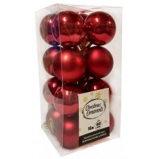 Χριστουγεννιάτικες Μπάλες Κόκκινες - Σετ 16 τεμ. (4cm)